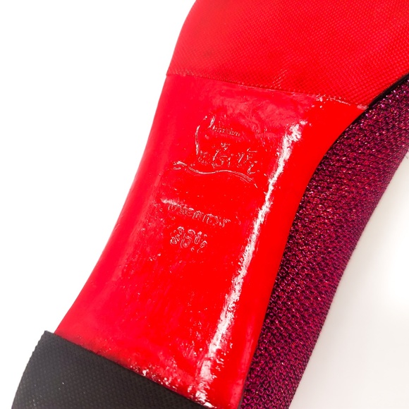 Christian Louboutin Burgundy Gold Heart Studded Pointed Toe Flats Shoes EU 36.5 - Picture 8 of 9